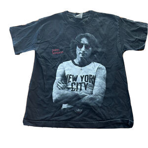 VTG 1996 John Lennon Beatles Imagine Single Stitch Black TShirt Youth M Adult XS